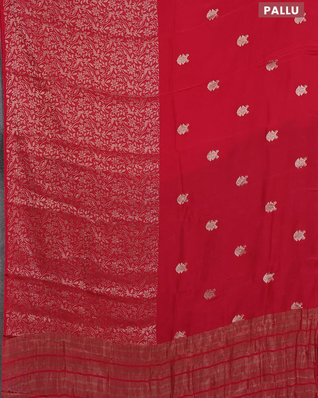 Semi mysore silk saree maroon and green with half & half style and long zari woven border