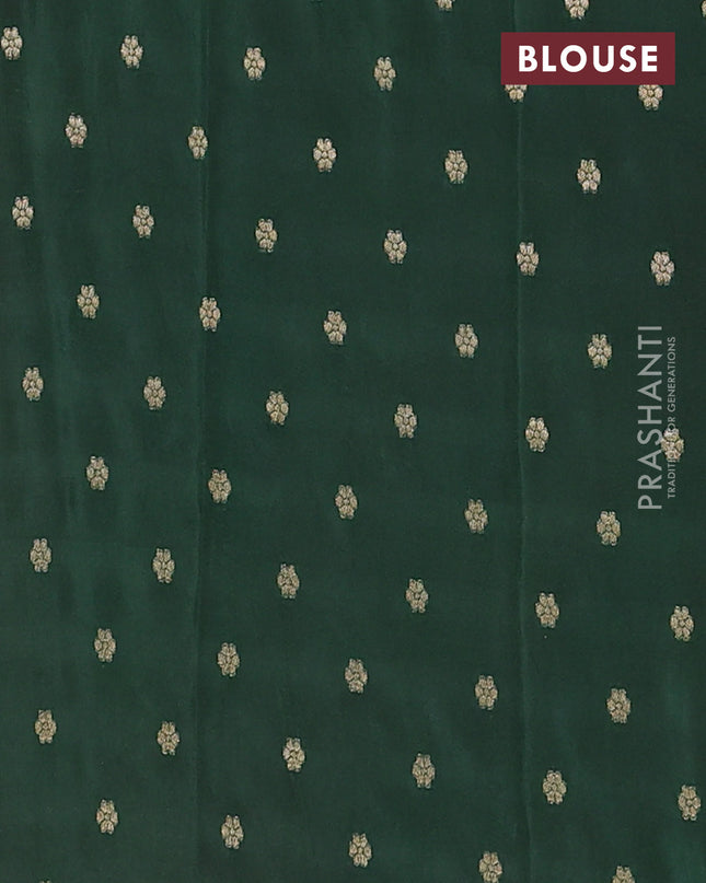 Semi mysore silk saree maroon and green with half & half style and long zari woven border