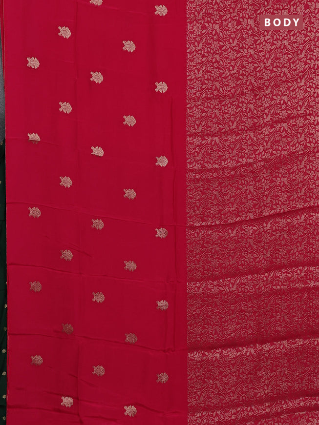 Semi mysore silk saree pink and green with half & half style and long zari woven border