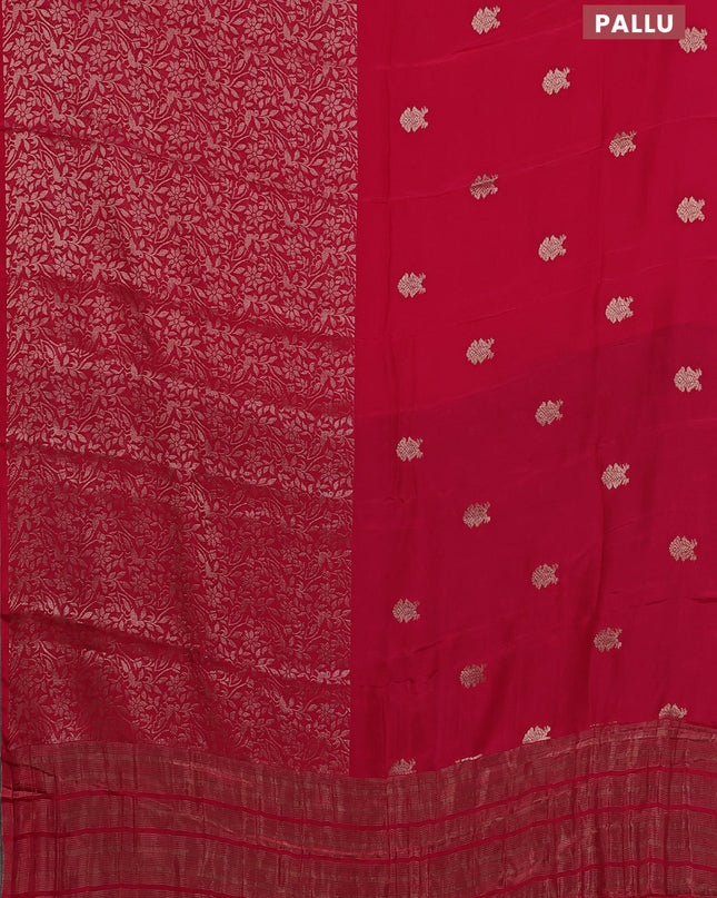 Semi mysore silk saree pink and green with half & half style and long zari woven border