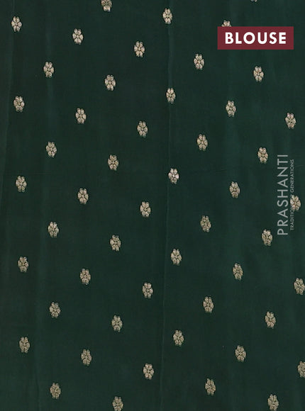 Semi mysore silk saree pink and green with half & half style and long zari woven border