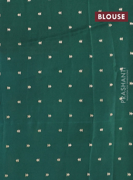 Semi mysore silk saree teal blue violet and green with zari woven buttas and rettapet zari woven border