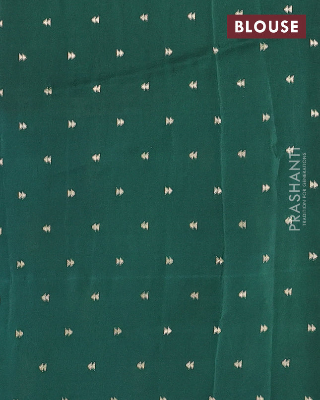Semi mysore silk saree teal blue violet and green with zari woven buttas and rettapet zari woven border