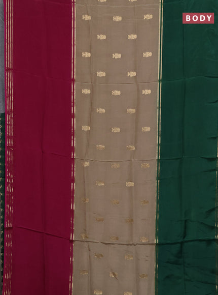 Semi mysore silk saree mehendi green purple and green with zari woven buttas and rettapet zari woven border