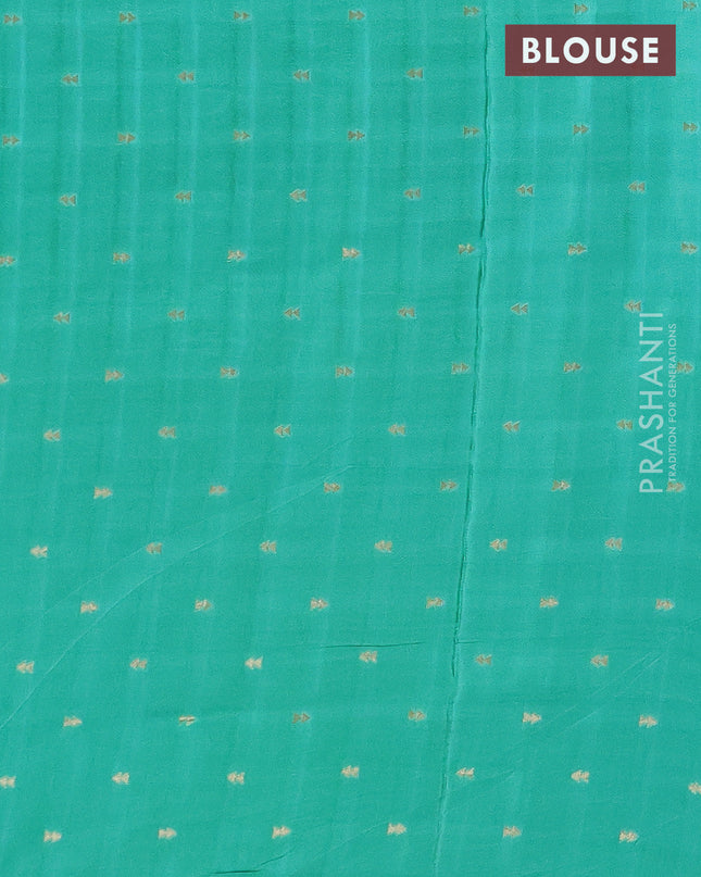 Semi mysore silk saree pastel green purple and teal green with zari woven buttas and long rettapet zari woven border