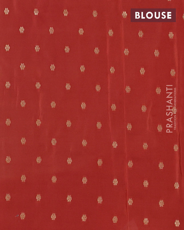 Semi mysore silk saree grey purple and rustic orange with zari woven buttas and zari woven border