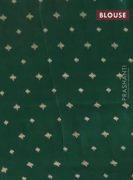 Semi mysore silk saree rustic orange and green with half & half style and long zari woven border