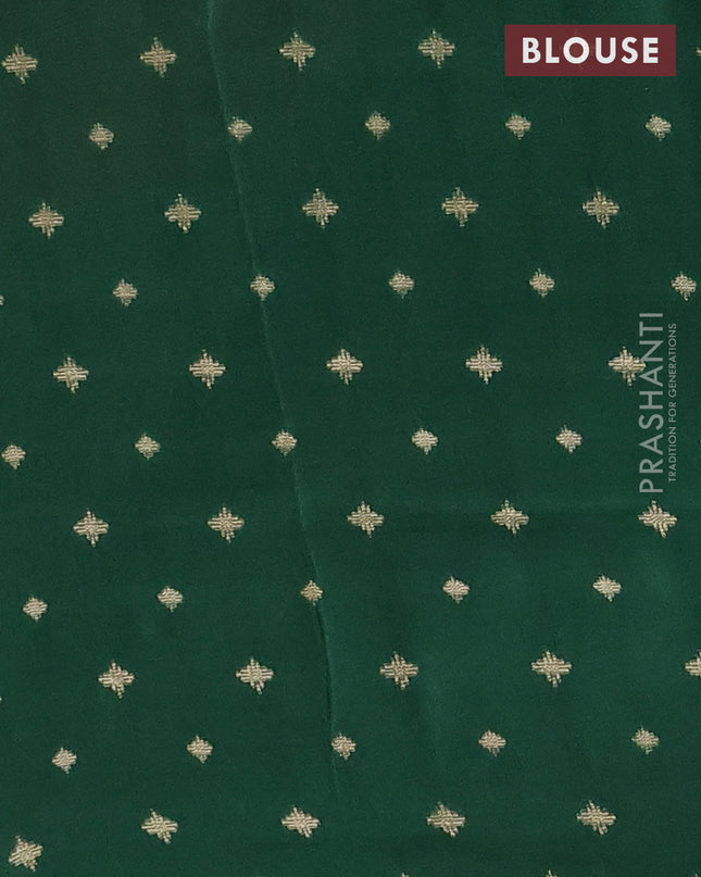 Semi mysore silk saree rustic orange and green with half & half style and long zari woven border