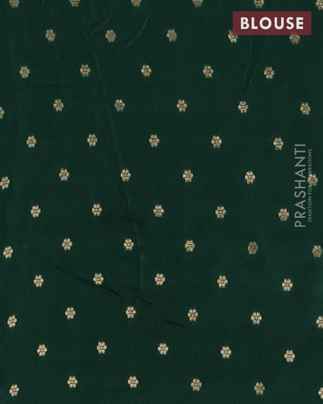 Semi mysore silk saree blue shade violet and green with zari woven buttas and rettapet zari woven border