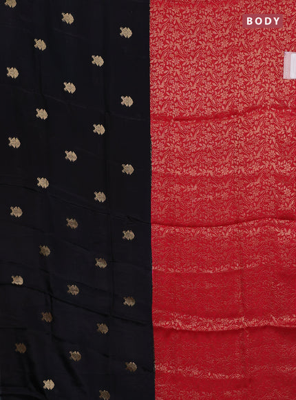Semi mysore silk saree black and red with half & half style and long zari woven border