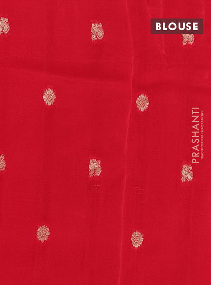 Semi mysore silk saree black and red with half & half style and long zari woven border
