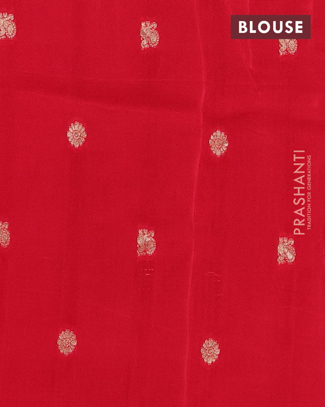 Semi mysore silk saree black and red with half & half style and long zari woven border