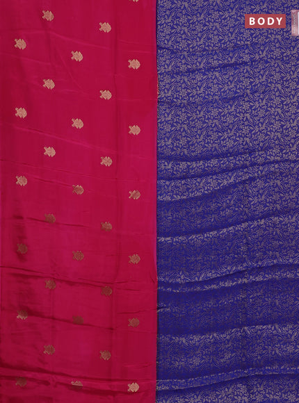 Semi mysore silk saree pink and blue with half & half style and long zari woven border
