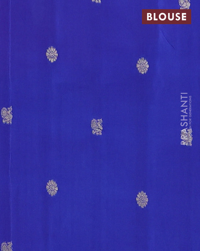 Semi mysore silk saree pink and blue with half & half style and long zari woven border
