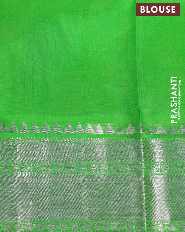 Venkatagiri silk saree light pink and light green with silver zari woven buttas and silver zari woven border