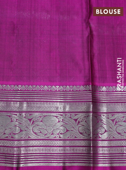 Venkatagiri silk saree green and purple with silver zari woven buttas and silver zari woven border