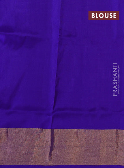 Pure uppada silk saree pink and blue with silver & gold zari woven buttas and zari woven border