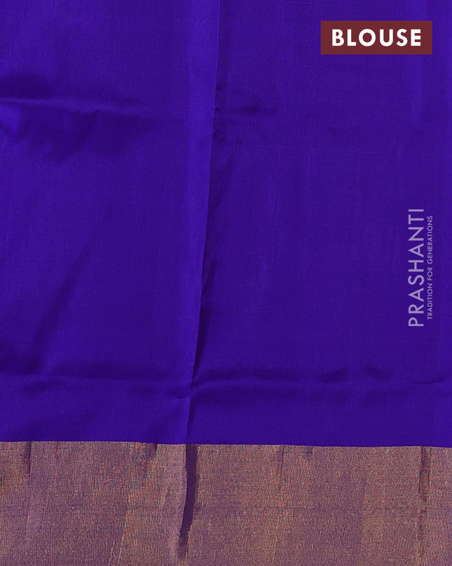 Pure uppada silk saree pink and blue with silver & gold zari woven buttas and zari woven border