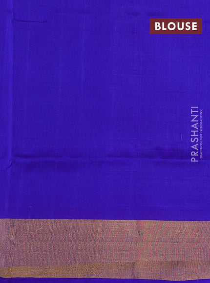 Pure uppada silk saree cs blue and blue with silver & gold zari woven buttas and zari woven border
