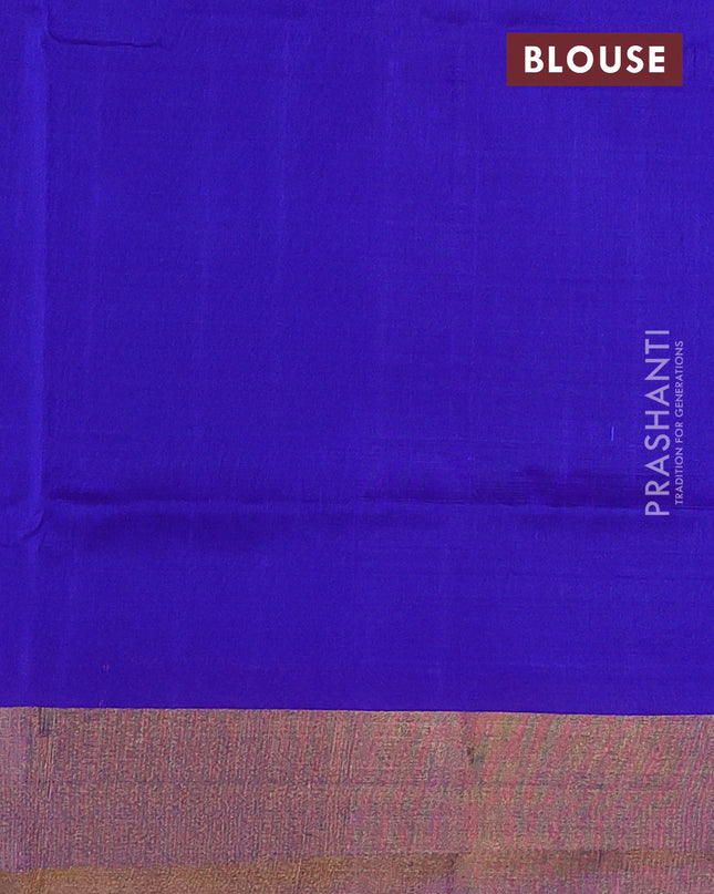 Pure uppada silk saree cs blue and blue with silver & gold zari woven buttas and zari woven border