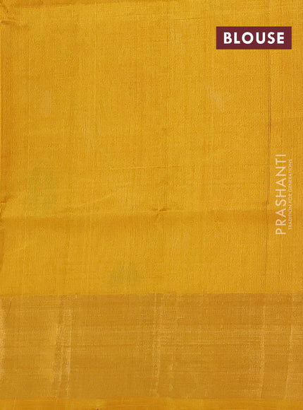 Pure uppada silk saree red and mustard yellow with silver & gold zari woven buttas and zari woven border