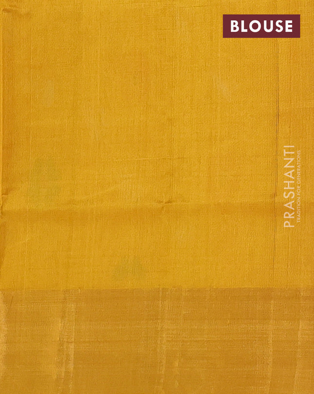 Pure uppada silk saree red and mustard yellow with silver & gold zari woven buttas and zari woven border