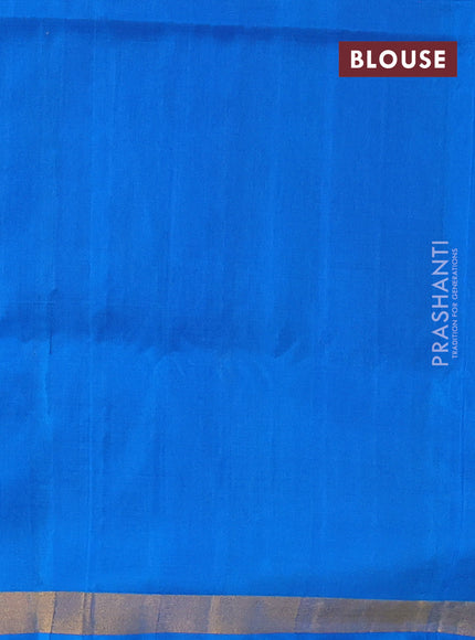 Pure uppada silk saree dual shade of cs blue with silver & gold paisley zari woven buttas and rich zari woven border