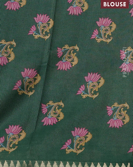 Art tussar saree lime green and green with plain body and tanjore printed border