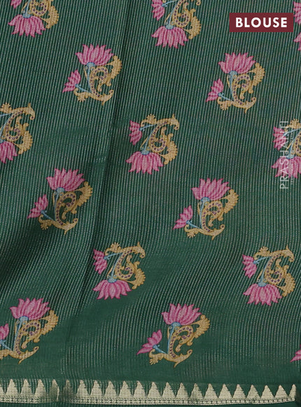 Art tussar saree lime green and green with plain body and tanjore printed border