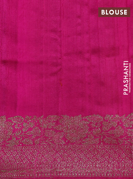 Banarasi raw silk saree dark mustard and pink with thread & zari woven buttas and woven border