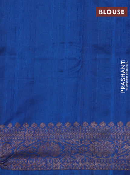 Banarasi raw silk saree coffee brown and blue with thread & zari woven buttas and woven border