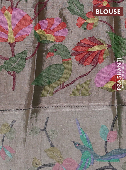 Organza silk saree teal green with plain body and embroidery border