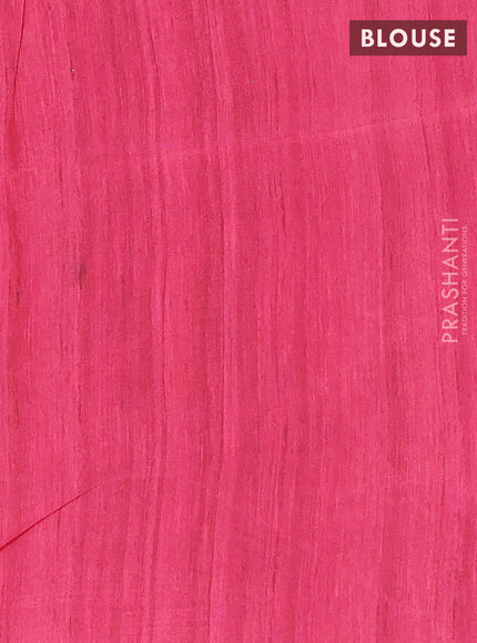 Semi tussar saree candy pink and beige with allover butta prints and madhubani printed pallu & border
