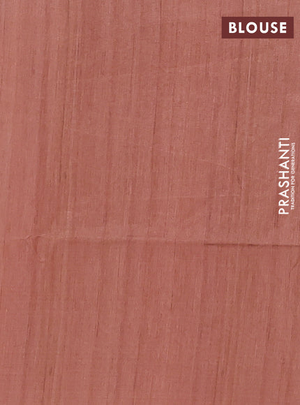 Semi tussar saree brown and beige with allover butta prints and madhubani printed pallu & border
