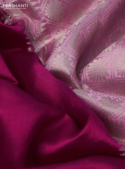 Banarasi poona silk saree magenta pink and light pink with zari woven buttas and thread & zari woven border