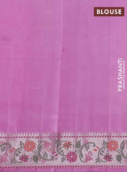 Banarasi poona silk saree magenta pink and light pink with zari woven buttas and thread & zari woven border