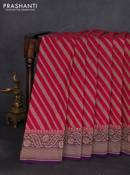 Banarasi georgette saree pink and purple with allover thread & zari woven leheriya pattern and woven border