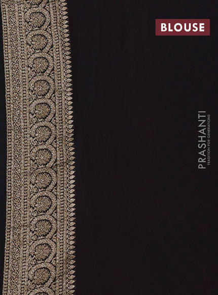 Banarasi georgette saree maroon and black with allover thread & zari woven buttas and woven border
