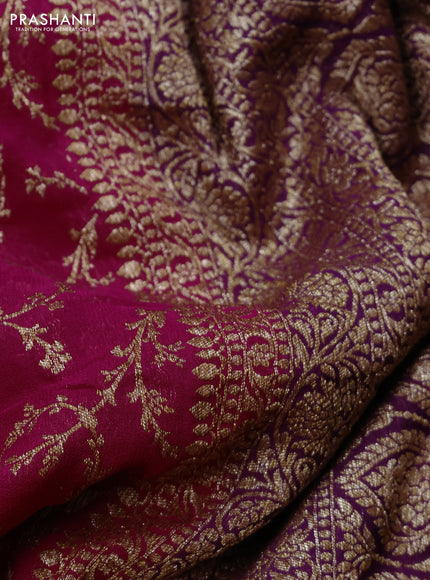 Banarasi georgette saree magenta pink and purple with allover thread & zari weaves and woven border