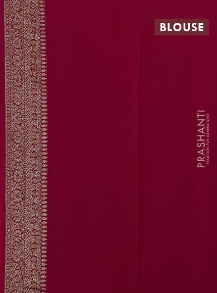 Banarasi georgette saree green and orange pink with allover thread & zari woven buttas and woven border