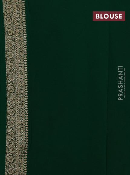 Banarasi georgette saree red and green with allover thread & zari woven buttas and long woven border