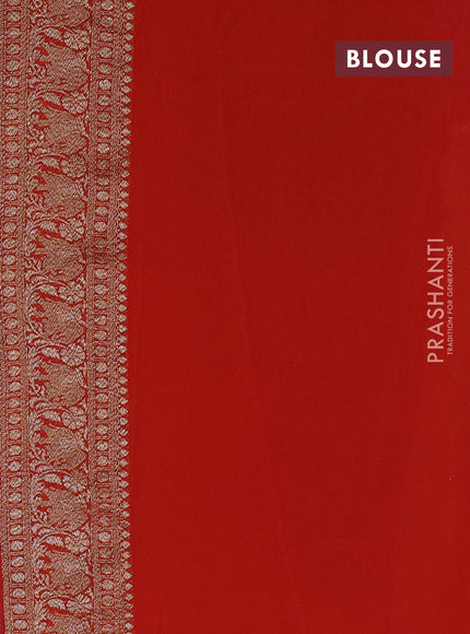 Banarasi georgette saree blue and pink orange with allover thread & zari woven leheriya pattern and long woven border