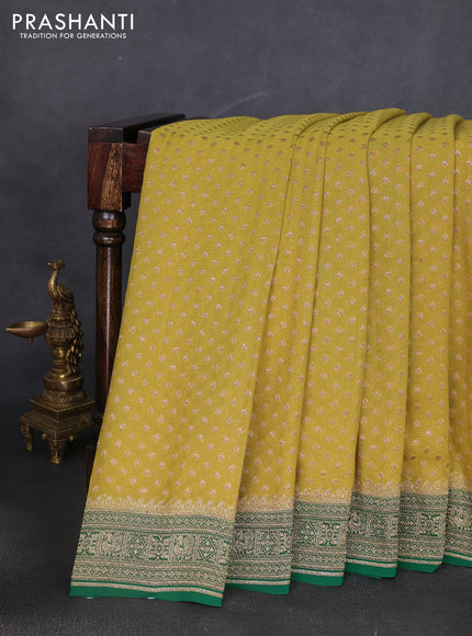 Banarasi georgette saree lime green and green with allover thread & zari woven buttas and woven border