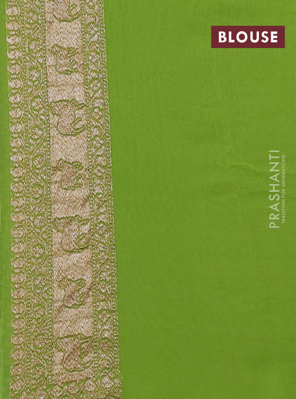Banarasi georgette saree lime green and green with allover thread & zari woven buttas and woven border