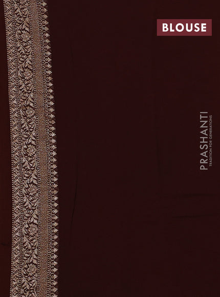 Banarasi georgette saree mustard yellow and brown with allover thread & zari woven buttas and woven border