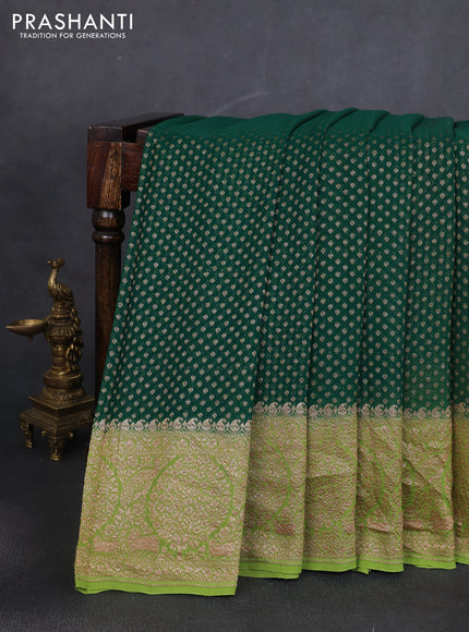 Banarasi georgette saree green and light green with allover thread & zari woven buttas and woven border