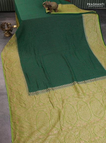 Banarasi georgette saree green and light green with allover thread & zari woven buttas and woven border