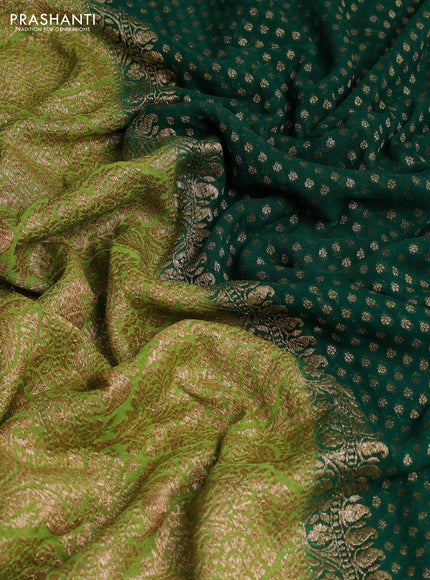 Banarasi georgette saree green and light green with allover thread & zari woven buttas and woven border