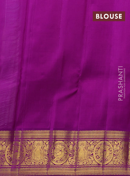 Kora kanchipuram silk saree multi colour and purple with allover silver zari weaves and zari woven korvai border