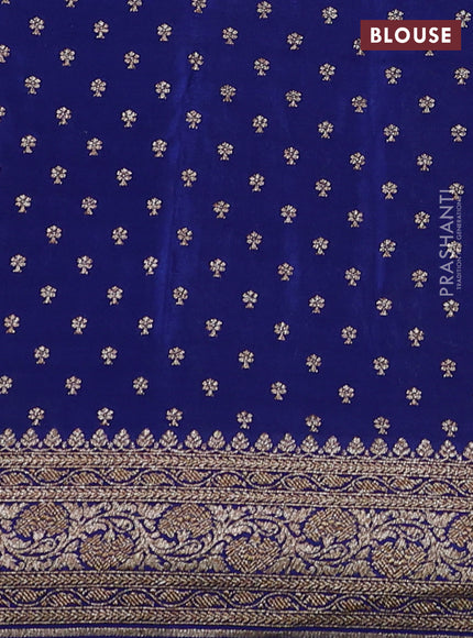 Banarasi crepe saree orange and dark blue with allover thread & zari weaves and woven border